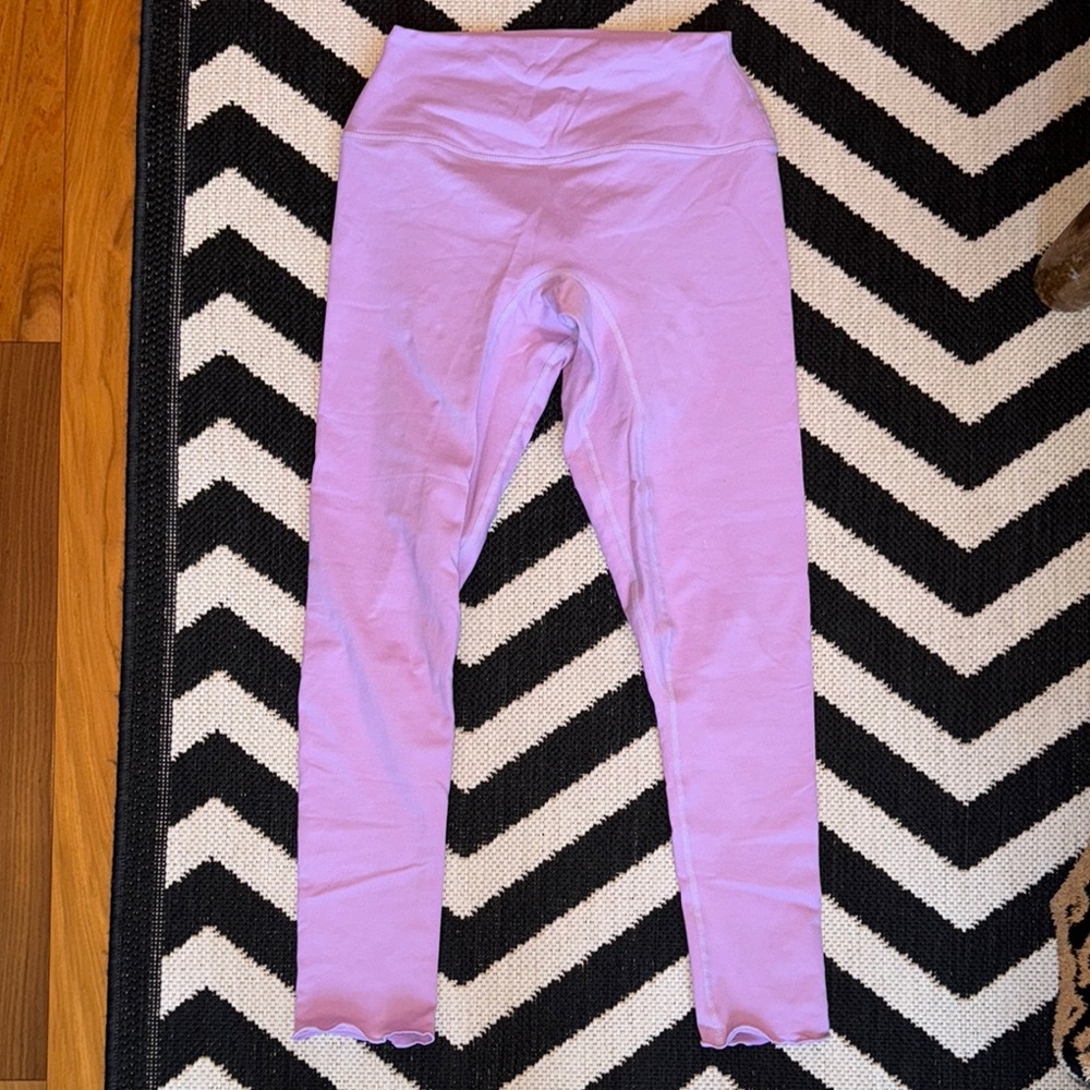 NWOT SET x PARKE Petunia Purple Ruffle bottom leggings size M Medium